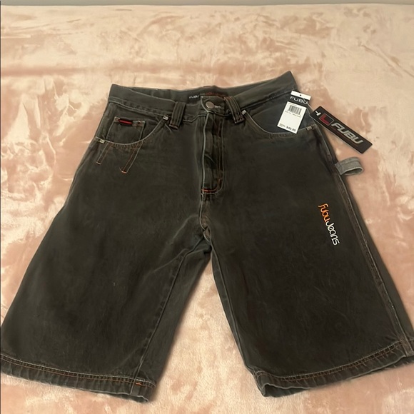 FUBU Gray Jean Shorts Knee-Length Denim - Picture 1 of 4